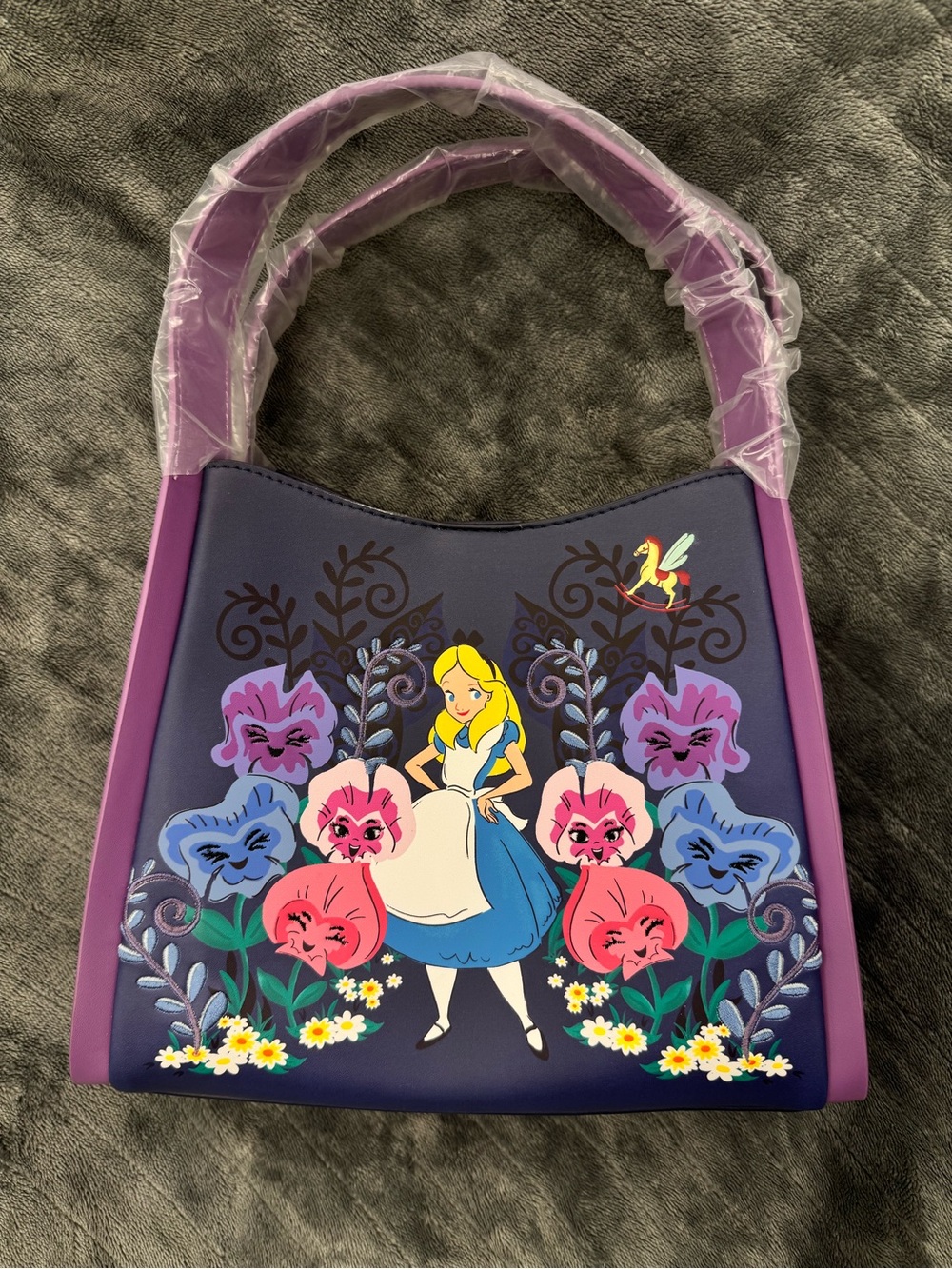 Loungefly Purple Alice in Wonderland Floral Shoulder Bag